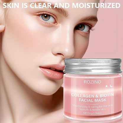 Collagen biotin day and night facial mask contains rich collagen essence, protects Light Beige, moisturizes and smoothes, injects source moisture, vitality and radiance into Light Beige