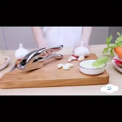 Manual Garlic Press and Slicer | Durable Metal Kitchen Tool for Efficient Mincing & Dicing | Easy-to-Clean, Multi-Use for Sauces & Marinades | Ideal for Home and Restaurant Use, Garlic Crusher