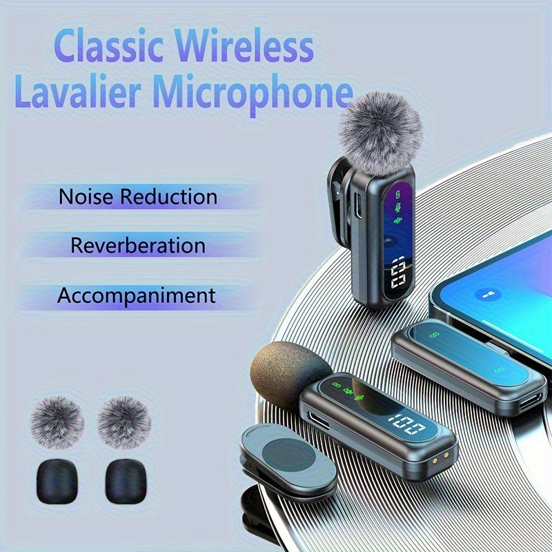 2025 New USB C Phone Mini Microphone for iPhone, Android, Camera, Utsund LED Display Wireless Lavalier Microphone for Video Recording, Clip on Lapel Lav Mics with Noise Reduction for Interview Vlog YouTube TikTok