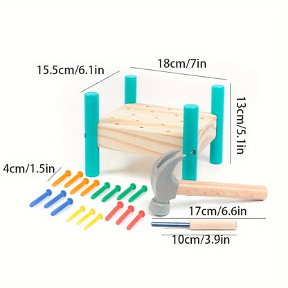 Pounding Table Knocking Toy for Children to Pull Out Nails Color Recognition Hand-Eye Coordination Parent-Child Interactive Intelligence Knocking Toy