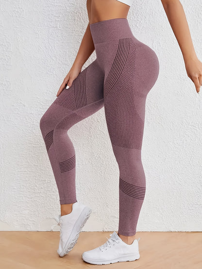 Women's High-Waisted Yoga Pants - 4-Way Stretch Quick-Dry Workout Leggings with Seamless Butt-Lifting Design, Sweet Wicking & Tummy Control for Running, Training, Gym - All-Season Machine Washable