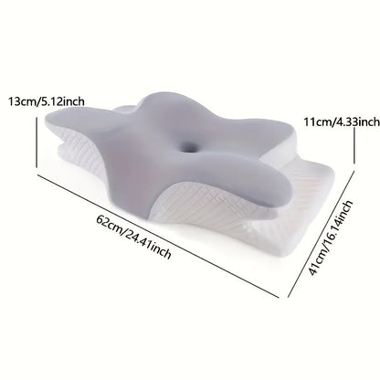 Ergonomic Butterfly-Shaped Memory Foam Pillow - Slow Rebound for Neck Support & Sleep Comfort, Ideal for Back and Side Sleepers, Machine Washable Cover, Hotel Quality, Bedding | Comfortable Sleep | Soft Texture Fabric, Pillow