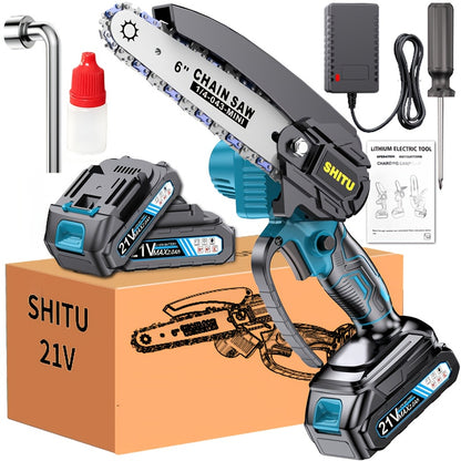 2025 new mini chainsaw wireless, lightweight and portable handheld electric tree cutting machine, equipped with splash guard, safety lock, rechargeable battery and safe trimming, can quickly cut tree branches, yards, homes an