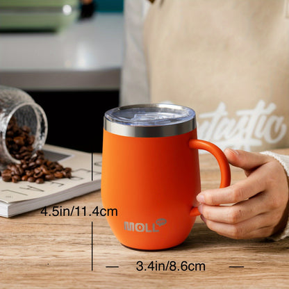 Mollcity 12oz Stainless Steel Tumbler with Straw & Spill-Proof Lid - Double-Wall Vacuum Insulated Cup, Pastel Pink ( purple), Leakproof Travel Mug, BPA-Free, Non-Slip Base & Ergonomic Handle for Women, Office, Gym, Outdoor -