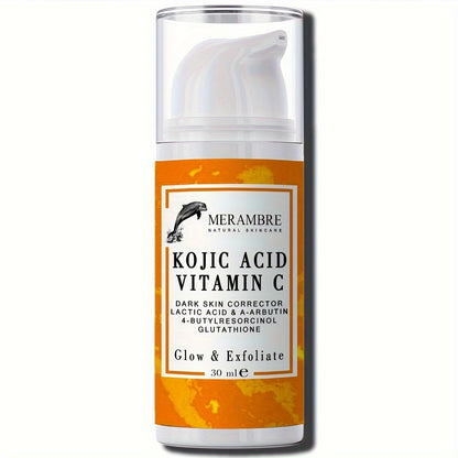 30ml Kojic Acid Serum Vitamin C Serum Dark Skin Glowing Even Skin Tone For Face And Body With Niacinamide Arbutin Glutathione 4-Butylresorcinol Exfoliator Glowing Renew Skin Looks Visibly Younger