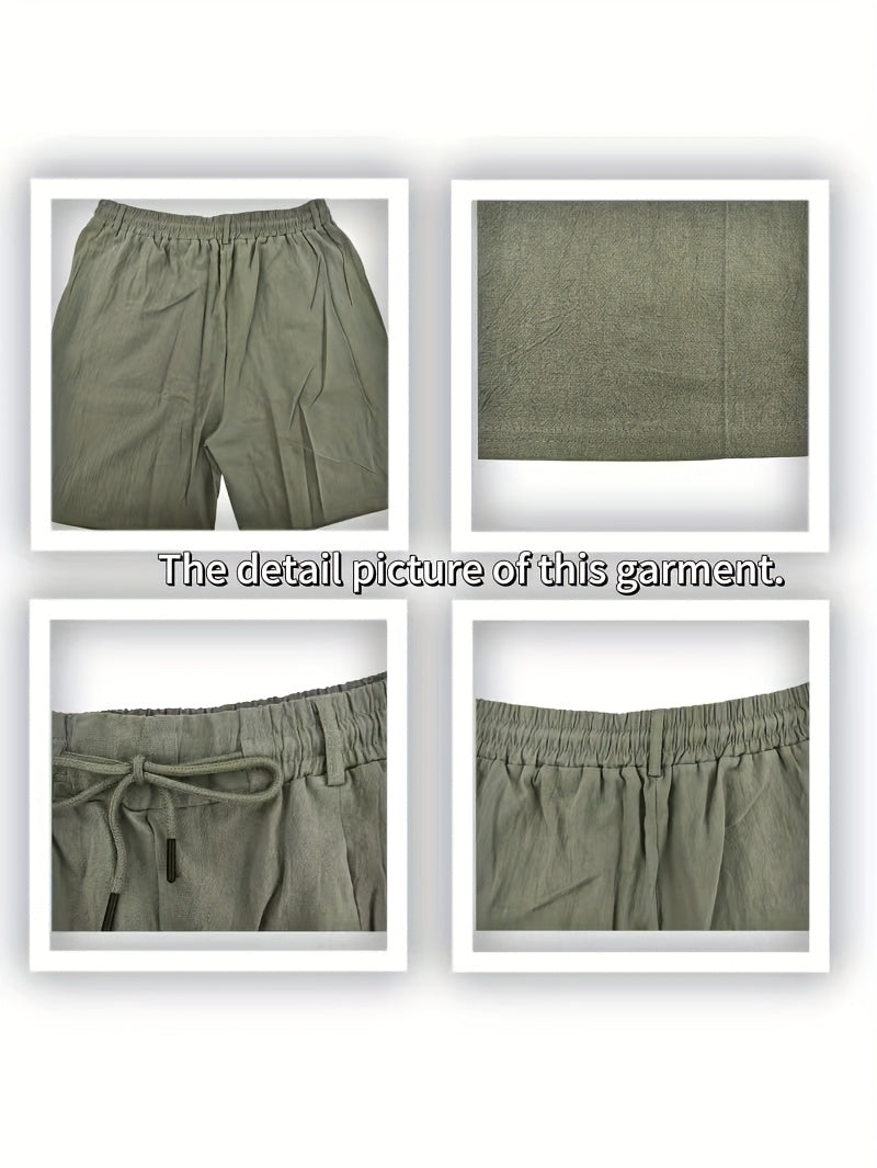 Men'S Casual Summer Linen Shorts - Light Gray, Breathable 5-Inch Shorts with Pockets, Perfect for Beach & Outdoor Activities, Casual Summer Wear|Relaxed Fit Shorts|Pocketed Shorts