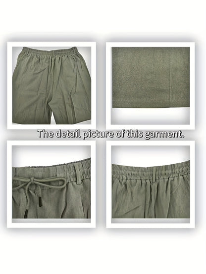 Men'S Casual Summer Linen Shorts - Light Gray, Breathable 5-Inch Shorts with Pockets, Perfect for Beach & Outdoor Activities, Casual Summer Wear|Relaxed Fit Shorts|Pocketed Shorts