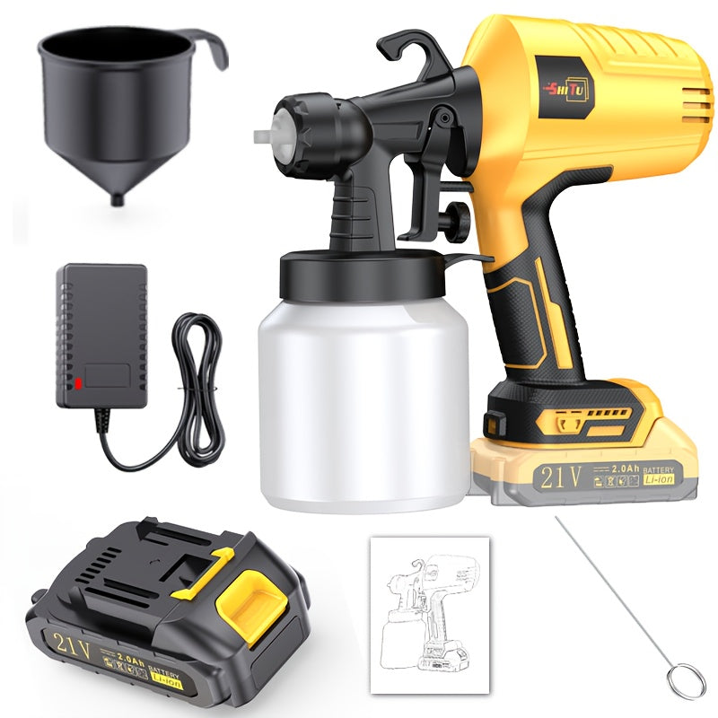 2025 New Model Wireless Paint Sprayer with Cordless High-Pressure Spray Gun - Heavy-Duty Battery-Powered Paint Gun with Ergonomic Grip, Easy-Clean Design & Large Paint Tank for Indoor/Outdoor Walls, Wood, Furniture, DIY Proje