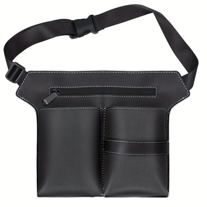 Professional Hairdresser Scissor Bag with Waist Belt - Durable PU Leather Storage Holster for Hair Salon Tools and Accessories