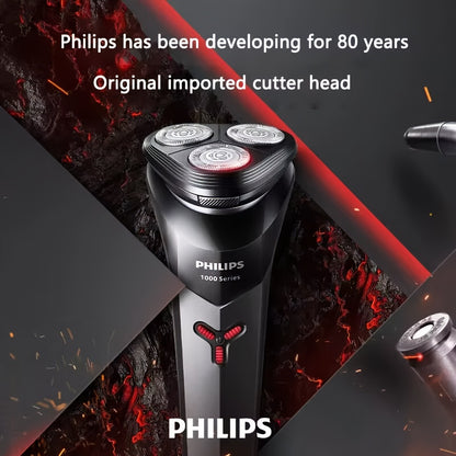 Philips Shaver Series 1000 Electric Hair Remover S1113 PowerCut Blade ContourFlex Razor Head Part IPX7 Fully Waterproof Automatic Sharpening 3D Floating Cutting Heads Ergonomic Design USB Charging, 1 Hour Full 30 Minutes Runt