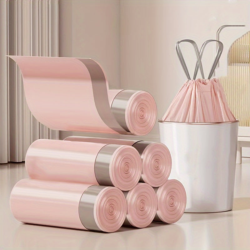 500pcs Thickened Pink Drawstring Trash Bags - Large Size, Portable and Durable, Suitable for Kitchen, Bathroom, Bedroom and Living Room Home Storage | Stylish Design with Drawstring Closure