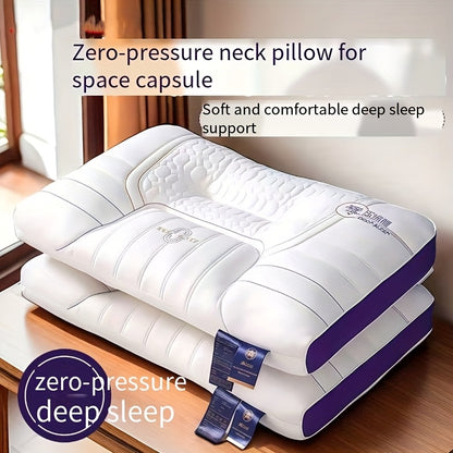 1pc Zero Pressure Deep Sleep Neck Pillow - 4-Level Ergonomic Cervical Pillow with Anti-Hunchback Design, Soft & Firm Support for Side/Back/Stomach Sleepers, Non-Collapsing Core, 8-Hour Comfort, Hand Washable, Ideal for Home U