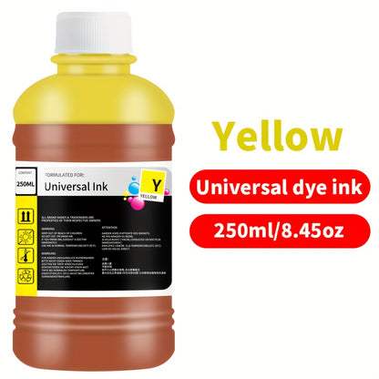 Dye Ink Cartridge Filling for Canon, Epson, HP, and Brother Printers - 250ml/8.45oz Universal Ink Cartridge with 4 Color Options (Black, Blue, Pink, Yellow) for HP 301XL, 302XL, 305XL, 304XL, PG-545, CL-546, 245, 246, 745 - H