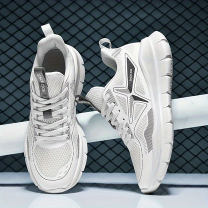 Men's Breathable Sneakers - Stylish Solid Color, Shock-Absorbing for Running and Casual Wear, Durable & Comfortable