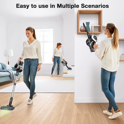 MOOSOO YC1 Pro Cordless Vacuum with LED Display, 2 Batteries, 6In 1 Lightweight Stick Design, High Suction for Carpet, Hard Floor & Pet Hair, Ergonomic Handle, Durable Construction, Cordless Vacuum Cleaner, Home Cleaning Aid,