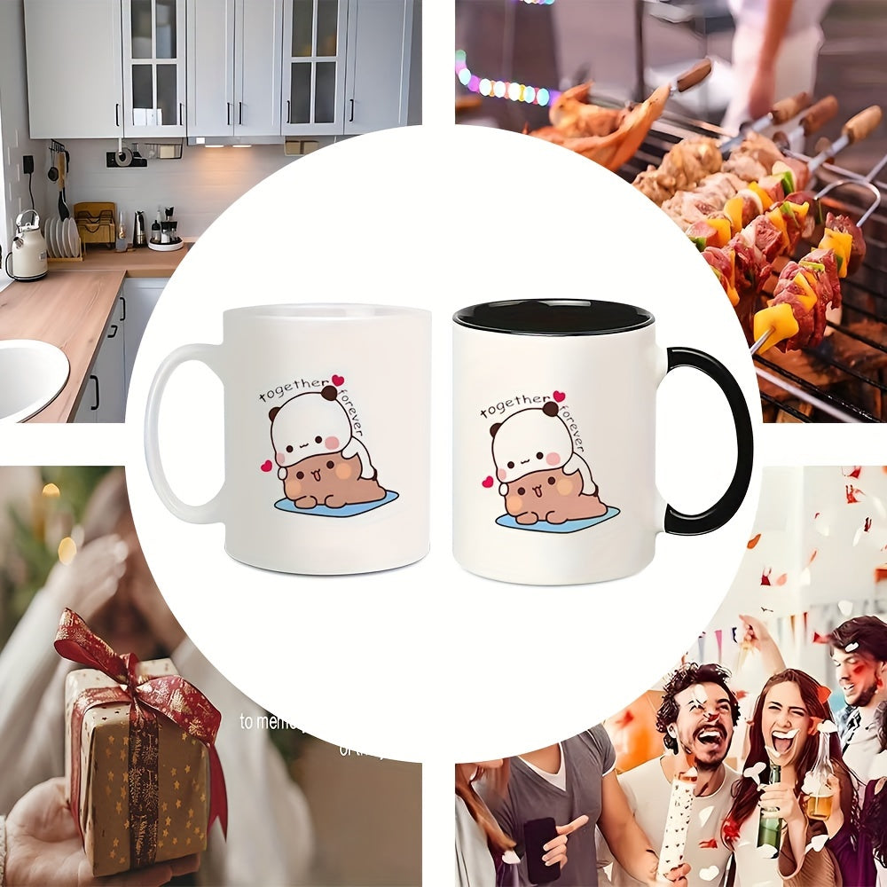 Adorable Couple Ceramic Coffee Mug Set: Perfect for Valentine's Day or Any Special Occasion - 325ml