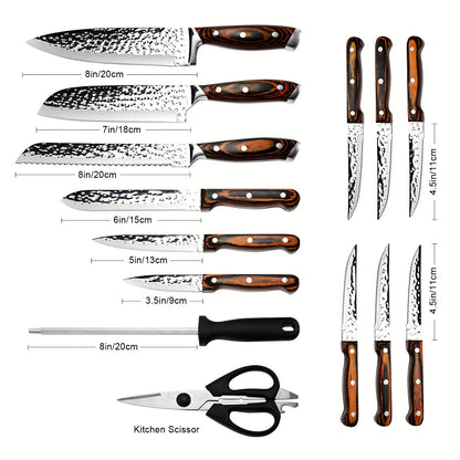 Set Of 15 Kitchen Knives, Professional Chef Knife Set, Kitchen Knife Set Includes Chef Knife, Best Christmas Gift