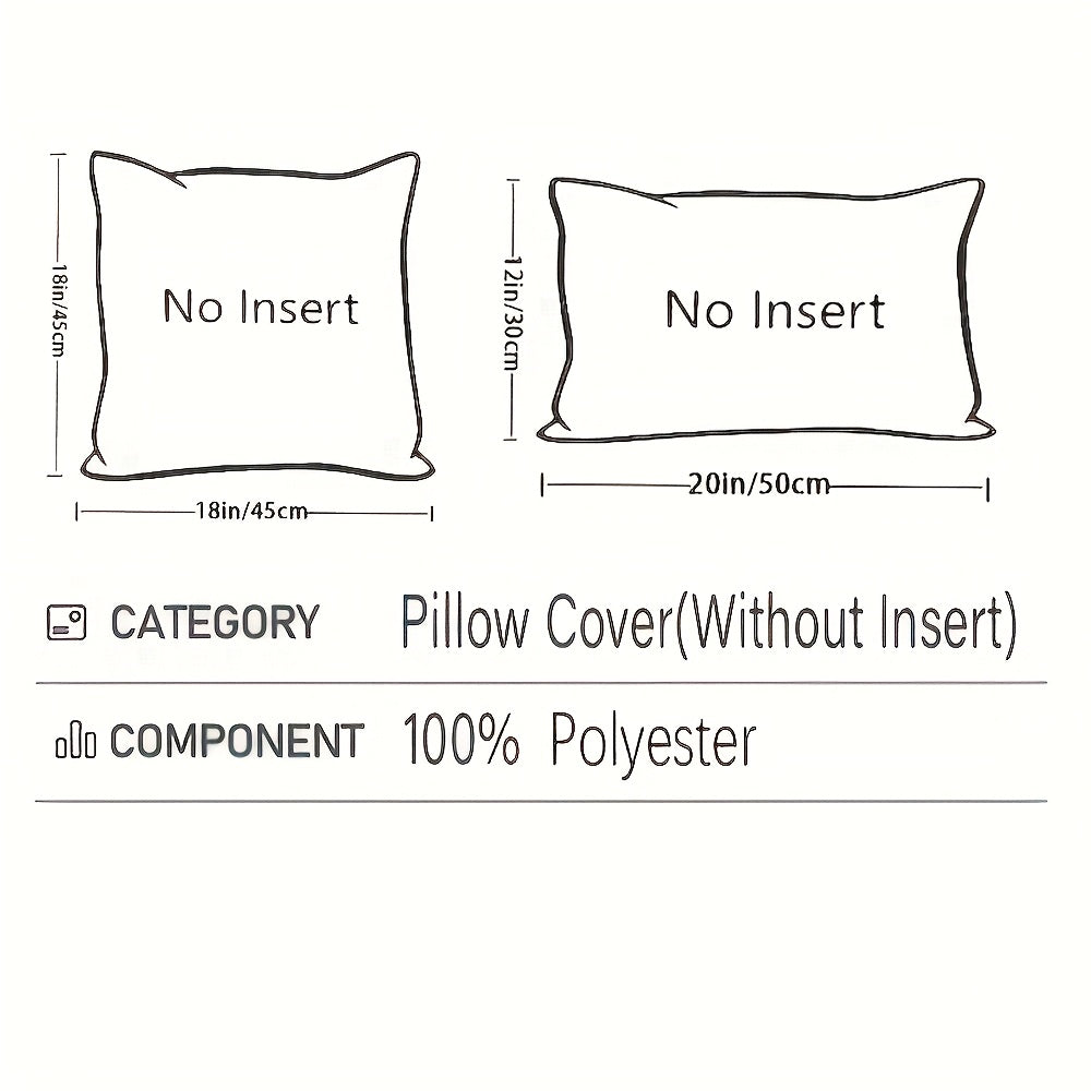 4pcs Bohemian Style Patchwork Textured Gradient Throw Pillow Covers, 30.48cm*50.8cm, 45.72cm*45.72cm, Soft Corduroy Decor Cushion Covers in Green, Orange, Teal, Yellow, Zip Closure, Hand Wash Only, Polyester Fiber, Farmhouse