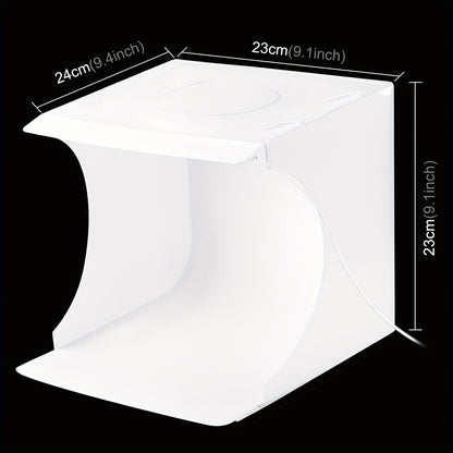 PULUZ Photo Light Box, Folding Portable Photography Shooting Light Tent Kit, Photo Studio 550LM Box, White Lighting Softbox With 1 LED Lights + 6 Color (Black/White/Orange/Red/Green/Blue) Backdrops Fabric For Product Display
