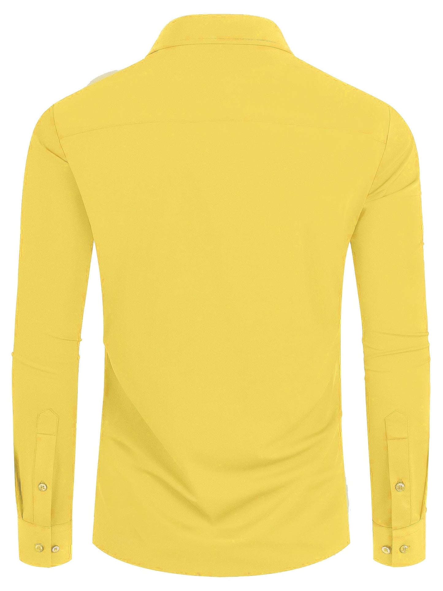 Men'S Slim Fit Long Sleeve Shirt - 55% Cotton, 40% Polyester, 5% Spandex, Solid Color, All-Season, Woven Fabric, Button-Up, Lapel Collar, Casual Weekend Wear, 125g/m²