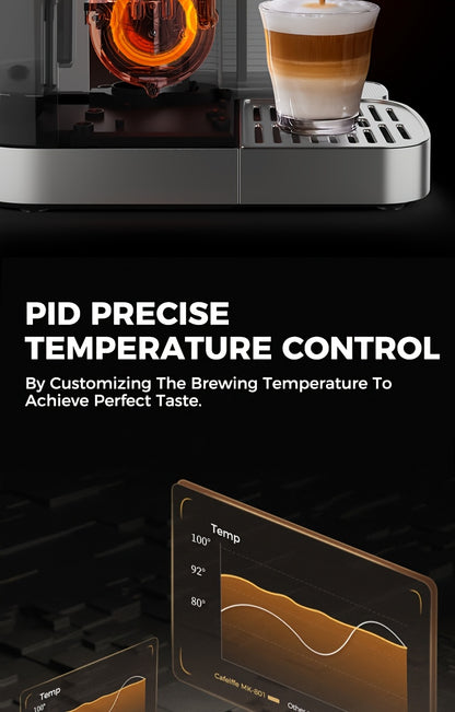 CAFELFFE Semi-Automatic Espresso Machine MK801 with Automatic Milk Frothing System, One-Touch Operation for Espresso, Latte & Cappuccino, 20BAR High Pressure, 1.3L Water Tank & 0.7L Milk Tank, Self-Cleaning Function, 1350W Po