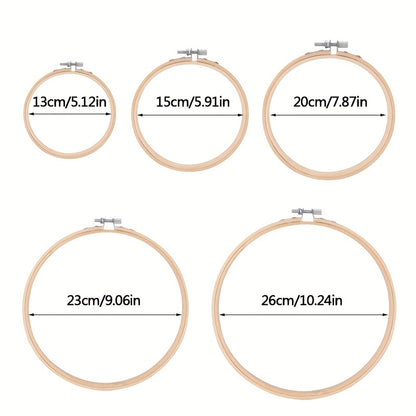 1set Embroidery Kit, 50/100 Colors Threads, 5 Pcs Bamboo Embroidery Hoops And Cross Stitch Tools Set, Hand Embroidery Starter Kit For Beginners Adults