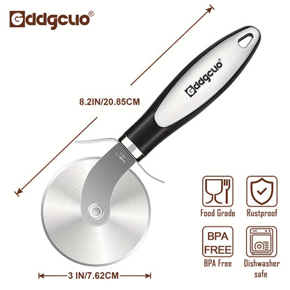 GDDGCUO Stainless Steel Pizza Cutter - Durable 430 Grade, Non-Slip Handle, Perfect for Even Slices, Ideal Baking Tool for Home and Professional Use, Pizza Slicing Tool | Ergonomic Handle | Durable Cutting Edge, Pizza Cutter