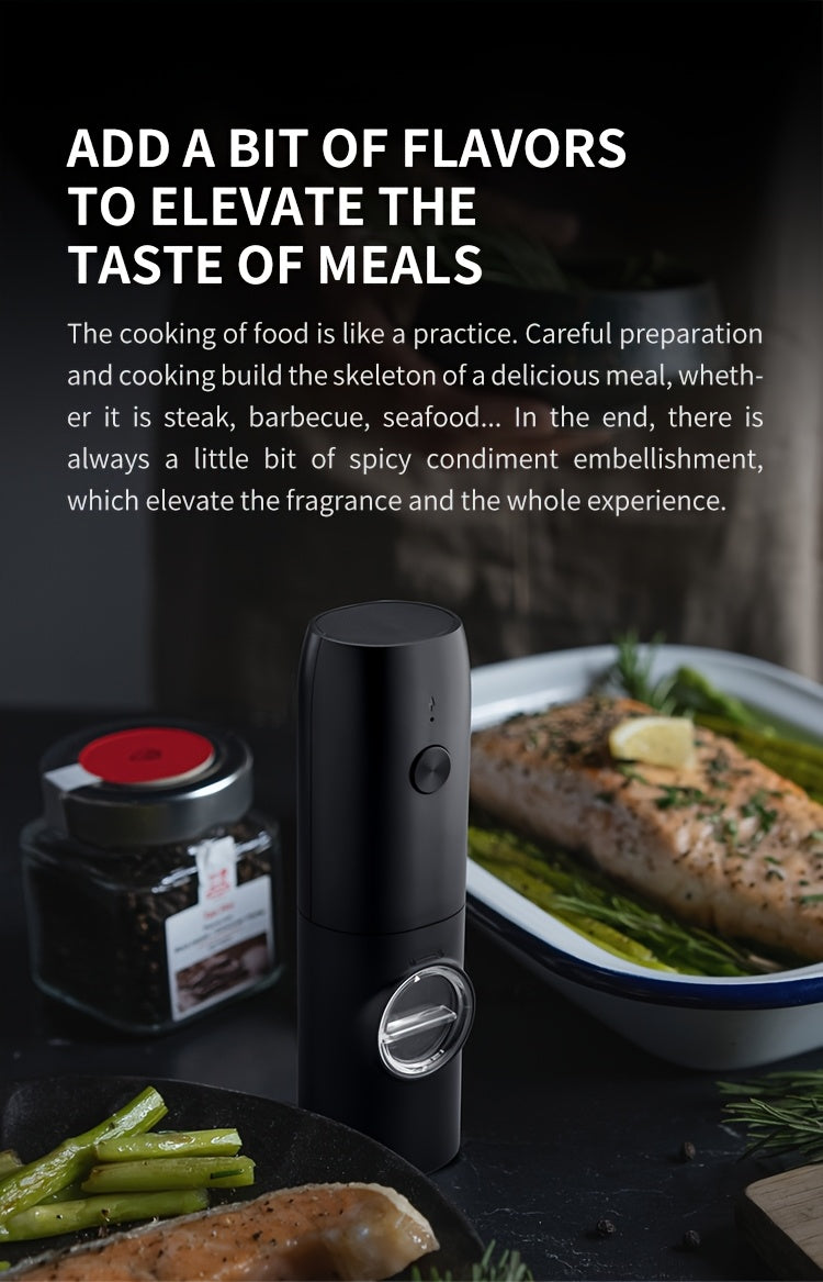 1pc/2pcs Option, Rechargeable Electric Salt And Pepper Grinder, Automatic Salt And Pepper Grinder with LED Light, Adjustable Coarseness, Large Capacity, Suitable for Home Kitchen Barbecue, Restaurant, Outdoor, Wedding Gift