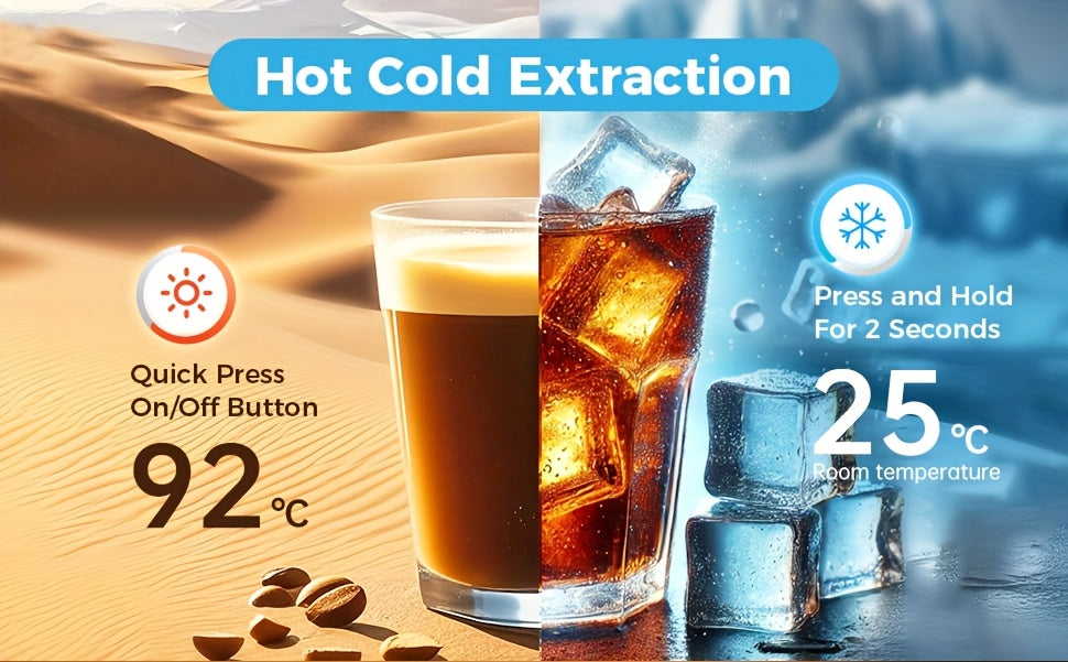 CAFELFFE Cold/Hot Semi-Automatic Espresso Machine, Stainless Steel Multi-Function Latte & Cappuccino Maker with Built-in Milk Frother/Steam Wand, Upgraded 7-Level Water Volume Control, Compatible with Ground Coffee & ESE Pods