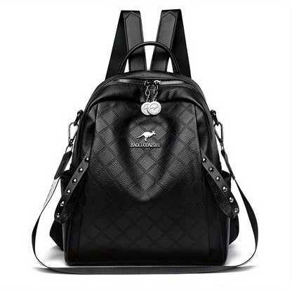 Women'S Quilted Backpack - Stylish Synthetic Travel & Casual Bag with Multiple Compartments, Adjustable Padded Straps, and Zipper Closure, Black/Red/Blue, Backpack for Travel, Secure Daypack, Quilted Texture, Synthetic Bag