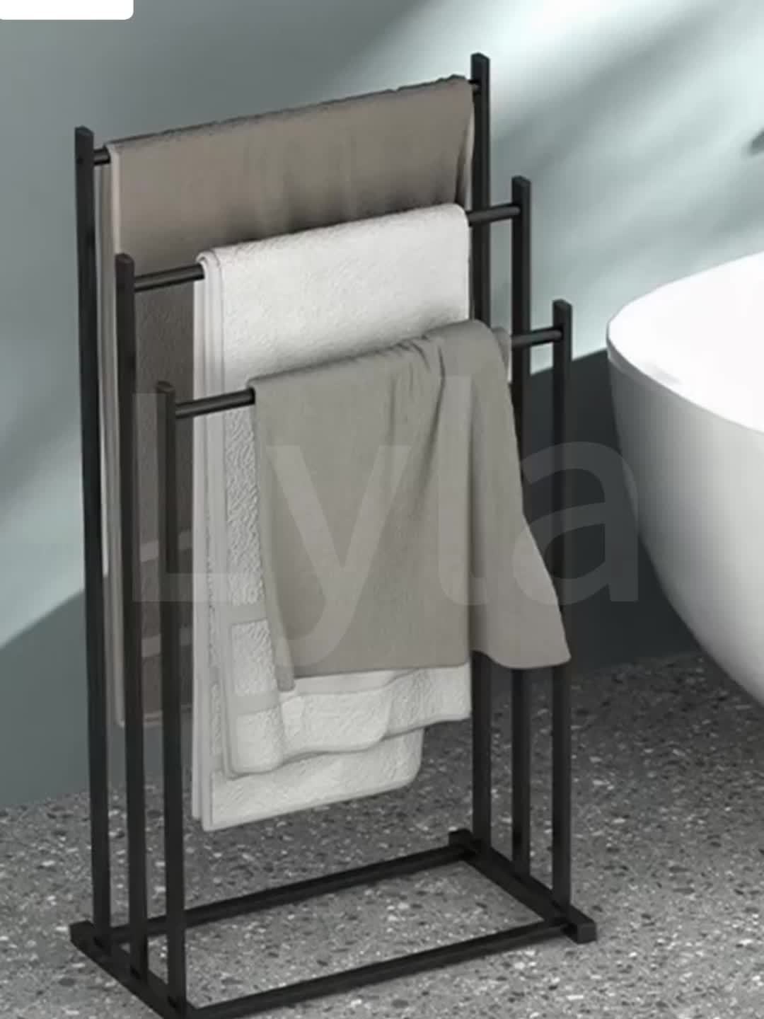 1pc Modern Three-Tier Freestanding Towel Rack - Heavy-Duty Floor-Standing Bathroom & Pool Drying Rack, Space-Saving Multifunctional Organizer for Indoor/Outdoor Use, No Installation Needed