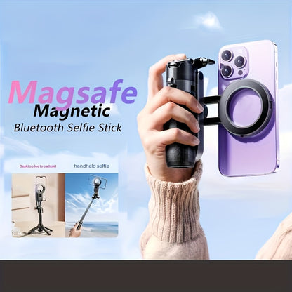 Stick de selfie multifunções 4 em 1 com controlo remoto sem fios | Combinação dupla de clipe magnético e para telemóvel, rotação de 360°