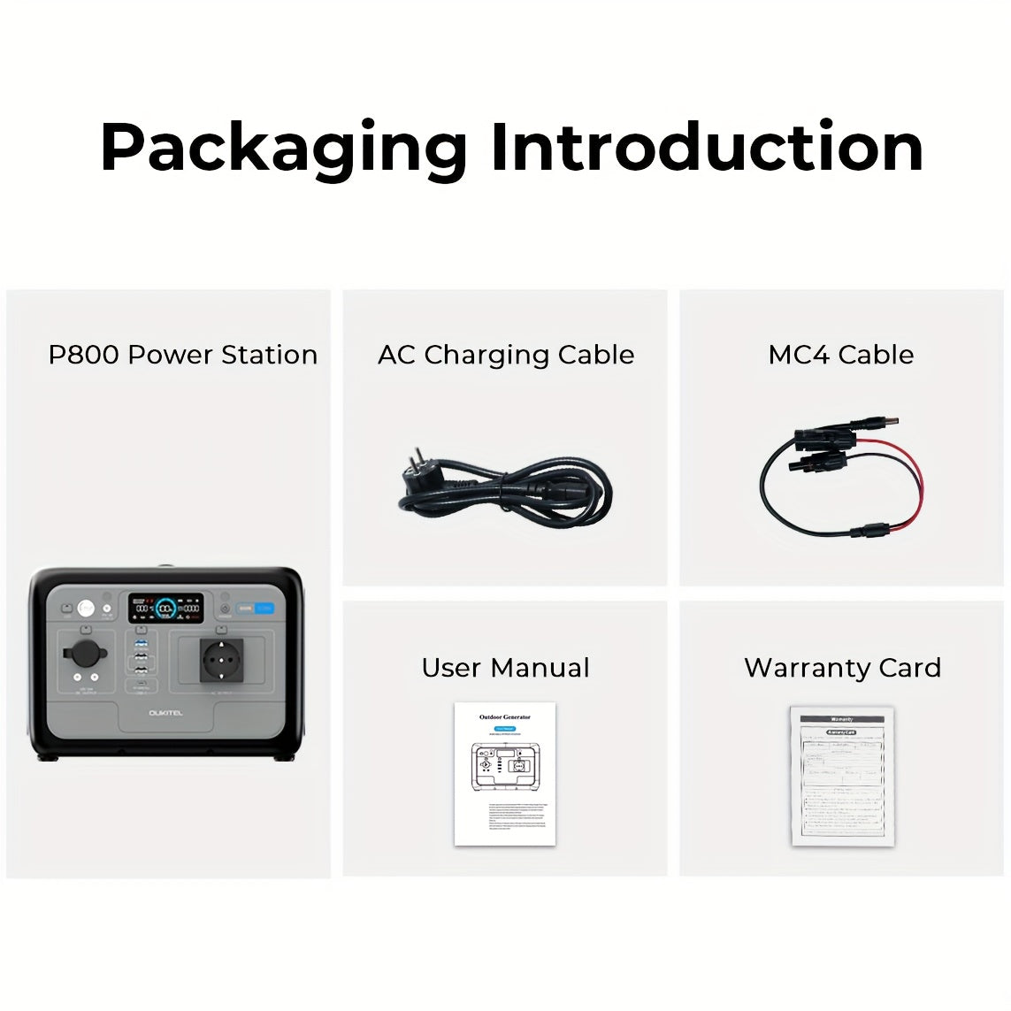 OUKITEL P800 Portable Power Station, 512Wh Solar Generator (w/Lithium Lron Phosphate), 800W(Surge 1600W) AC Output/Sine Wave 230V, 0.9 Hour Fast Charge, PD100W For Camping/RV Emergency Power Supply, For RV, Car, Outdoor, Camp