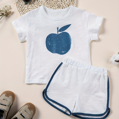 Toddler Kids Clothes Sets For Summer Rainbow Printed T-shirt And Short Pants 2pcs Girls Outdoor Clothing Suits Casual Style Children Cotton Tracksuits