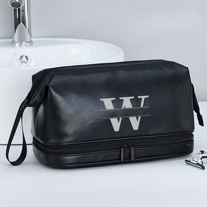 Customized Men's Fashion Travel Toiletry Bag PU Large Letter Toiletry Bag