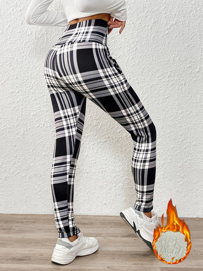 Women'S Thick Fleece-Lined High-Waisted Leggings with Pockets - Cozy Winter Trousers, Elastic Waistband, Straight-Leg Design, All-Season Comfort, Casual Wear