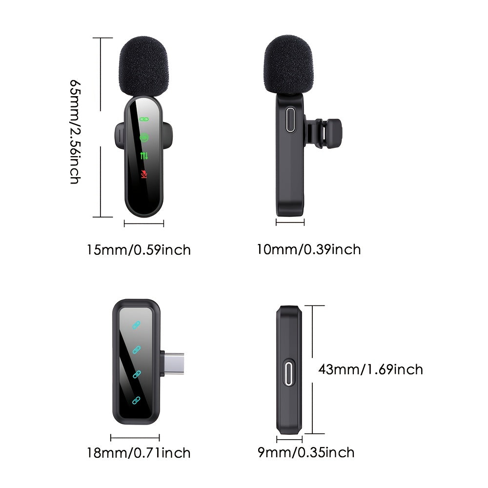 4-in-1 Professional Wireless Lavalier Microphone for 4 People, Plug-and-Play with Intelligent Noise Reduction, Windproof Ball, Compatible with Smartphones, Laptops, and Tablets, USB-C Charging, 2.4G/3G/4G/5G, Video Conference
