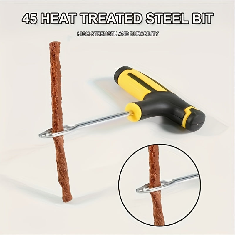 25-in-1 Emergency Tire Repair Kit with Screwdriver, Tire Repair Glue, Self-Tapping Screws, Repair Plugs & Portable Storage Bag - No-Tools Tire Repair System for Cars, Trucks, Motorcycles - Includes Tire Pressure Gauge, Tire P