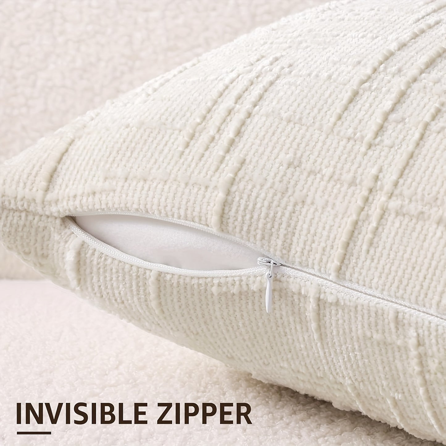 2pcs, Chenille Throw Pillow Covers Set of 2 Thick Textured Slubby Couch Pillow Covers Farmhouse Accent Modern Neutral Decorative Pillow Cases for Bed Sofa, Living Room, Machine Washable