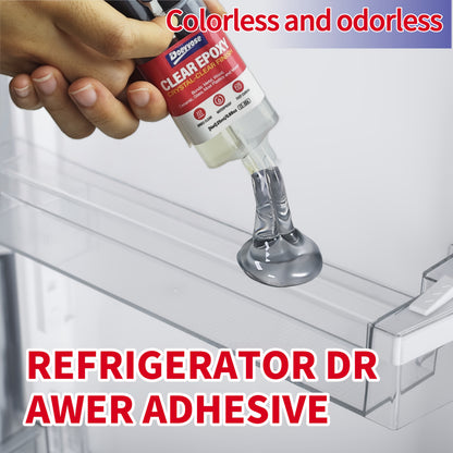Doeyvose Clear Epoxy Adhesive Glue - Waterproof Strong Bonding, Transparent Waterproofing Sealant for Refrigerator Drawers, Doors, Floors, Walls, Roofs, Tiles - Heavy-Duty Epoxy Resin-like Formula (25ml/0.88oz) - Multi-Surfac
