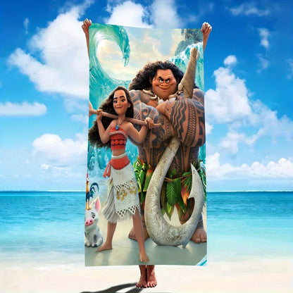 1pc Moana Extra-Large Microfiber Beach Towel - Quick-Dry, Ultra-Absorbent, Windproof & Sun-Protective with Vibrant Cartoon Design - Perfect for Beach, Travel, Camping & Vacation Easter, Vacation Accessory | Vibrant Design | M