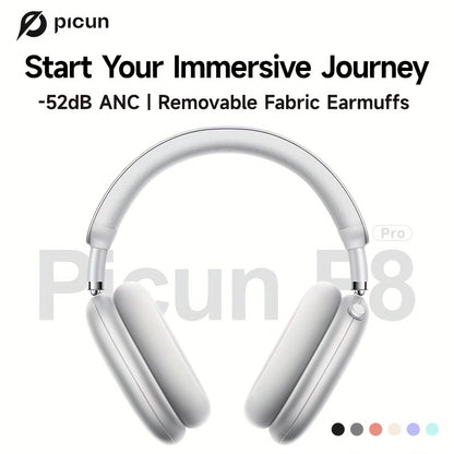 PICUN Wireless Headphones with Dynamic Head Tracking, -52dB ANC Noise Cancellation, 140Hrs Battery Life, Wireless 5.4, Wired/Wireless Switch, Double Connection & Multi-Mode Audio, Closed-back Design, Plastic Material, Compati