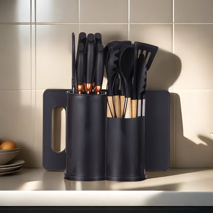 19pcs Black Silicone Kitchen Set, Non-Slip, Heat-Resistant, Durable & Easy-Clean Tools for Cooking, Baking, And Food Preparation, Perfect for Professional And Home Kitchens, Safe for Non-Stick Cookware, Long-Lasting And Pract