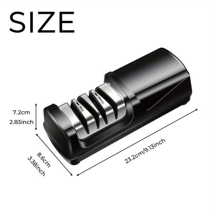 Knife Sharpener, Professional 2-Stages Electric Knife Sharpeners for 20-Degree Straight Edge, Knife Sharpener for Kitchen Knives with Sharpening and Polishing, Black