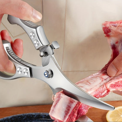 Stainless Steel Kitchen Scissors - Multifunctional Chicken Bone & BBQ Shears for Home, Restaurant, and Outdoor Use