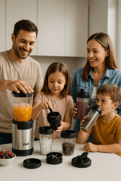 Multi Blender iHunt Bro 4-in-1, 900W, 18000 RPM, 1L, 6 Blades, Grinding, Smoothie Maker, Ice Crushing, 7 Accessories Included