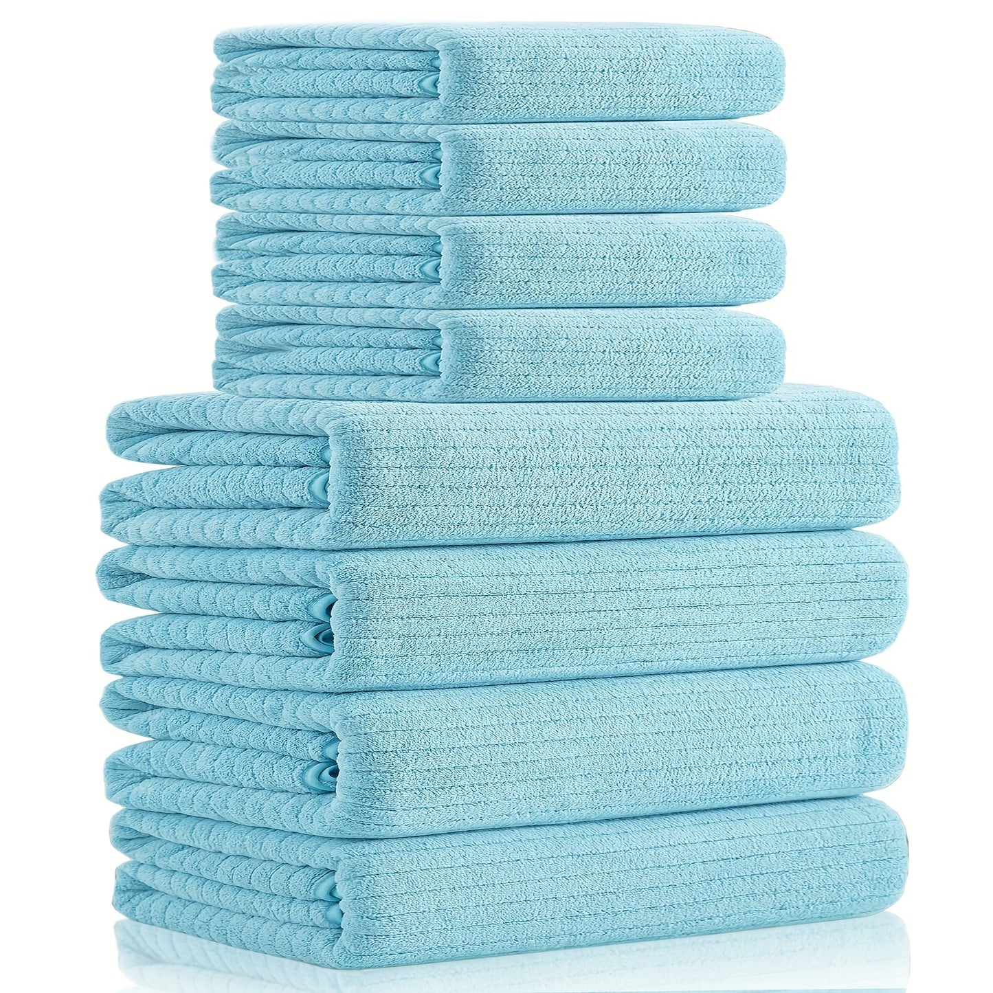 8pcs Solid Color Towels Set, Bath Towels 71.12cm*139.7cm & Hand Towels 35.56cm*76.2cm, Super Soft Breathable Bathroom Towels, Highly Absorbent Shower Towel, For Beach Spa Gym Hotel, Bathroom Supplies