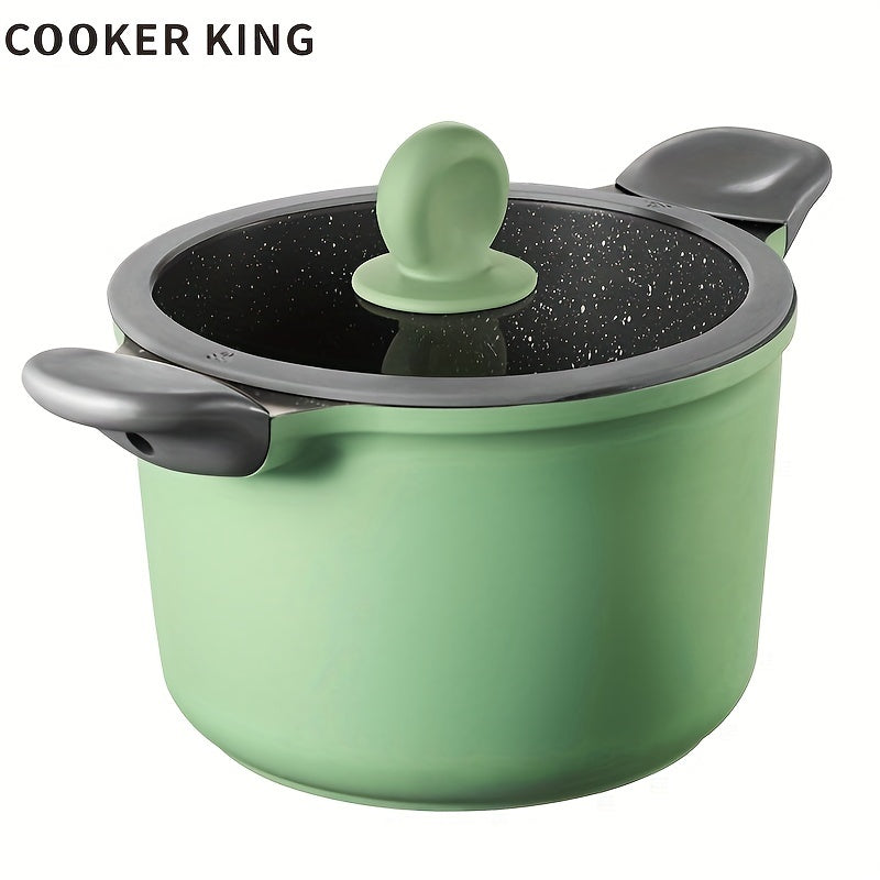 COOKER KING 4.5L Non-Stick Stockpot with Glass Lid - PFOA Free, Heat-Resistant Handle, Induction Ready, Fits All Cooktops