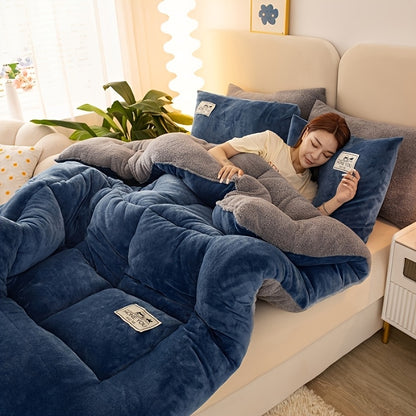 1pc Comfortable Soft Milk Fleece Warm Winter Quilt, Quilted into Popular Plaid 180g High Weight. Comfortable and Durable, Suitable for Bedroom, Guest Room, Dormitory, Hotel, etc., Machine Washable, Hand Washable