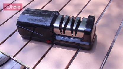 Knife Sharpener, Professional 2-Stages Electric Knife Sharpeners for 20-Degree Straight Edge, Knife Sharpener for Kitchen Knives with Sharpening and Polishing, Black